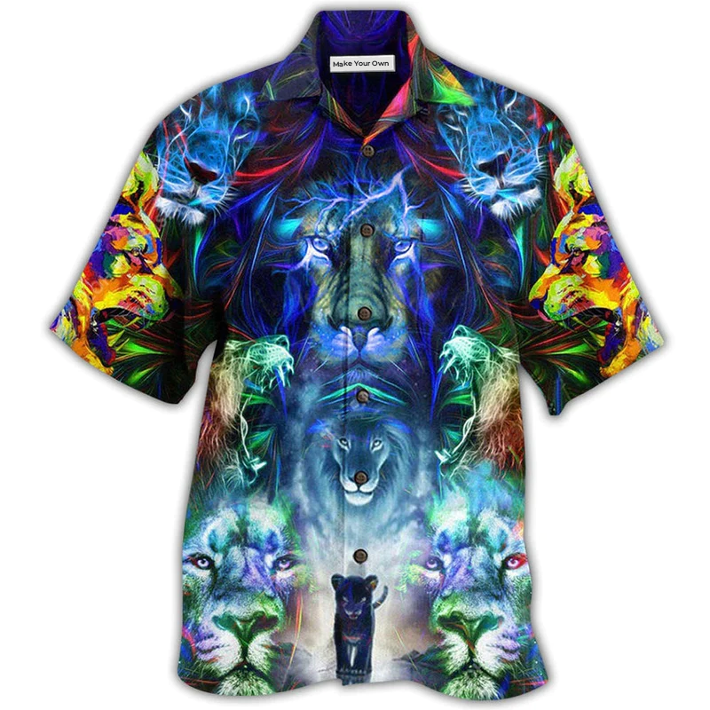 Lion Be Coming King With Colorful Pattern - Hawaiian Shirt