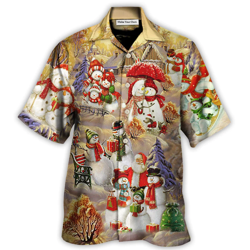 Christmas Snowman Couple Love Xmas Cool - Hawaiian Shirt
