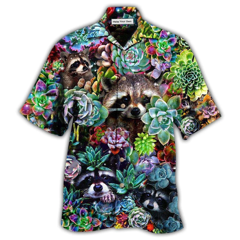 Raccoon Animals Succulent - Hawaiian Shirt