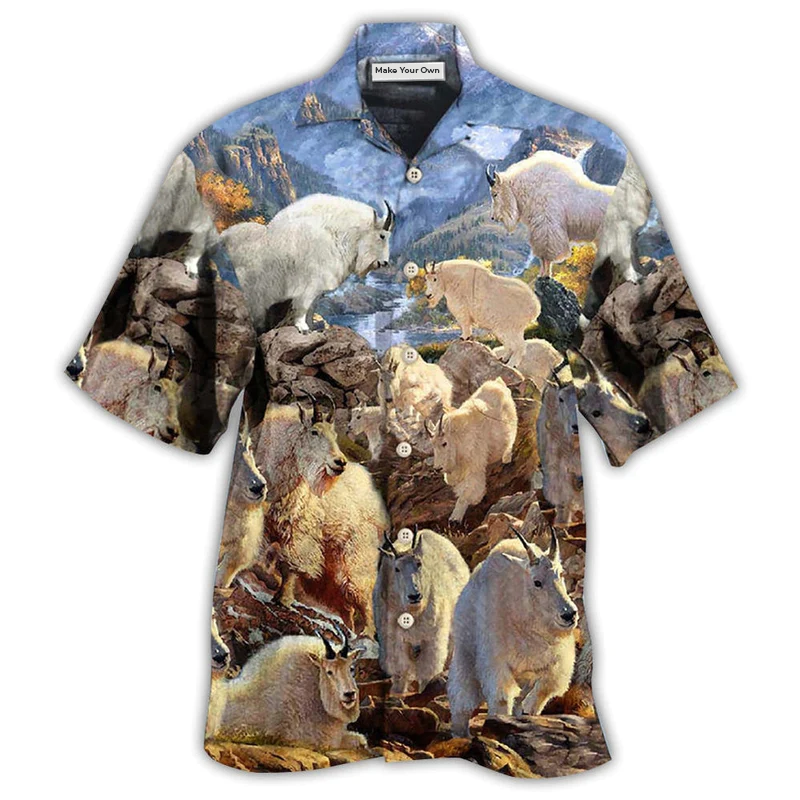 Goat Animals Amazing Moutain Goats With Snow - Hawaiian Shirt