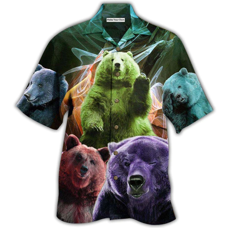 Bear Love Ligh Neon - Hawaiian Shirt