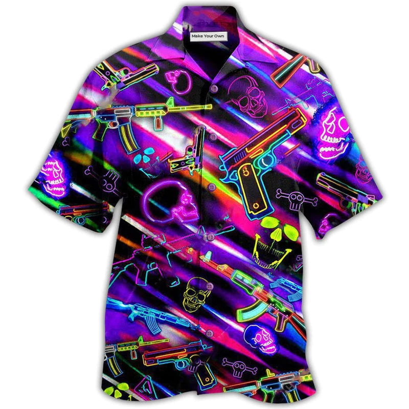 Gun Real Men Don't Retreat They Reloads Neon Style - Hawaiian Shirt