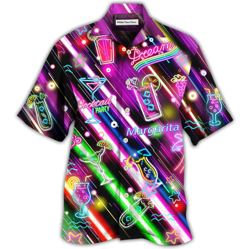 Cocktail Margarita Happy Hour Stunning Neon Style - Hawaiian Shirt