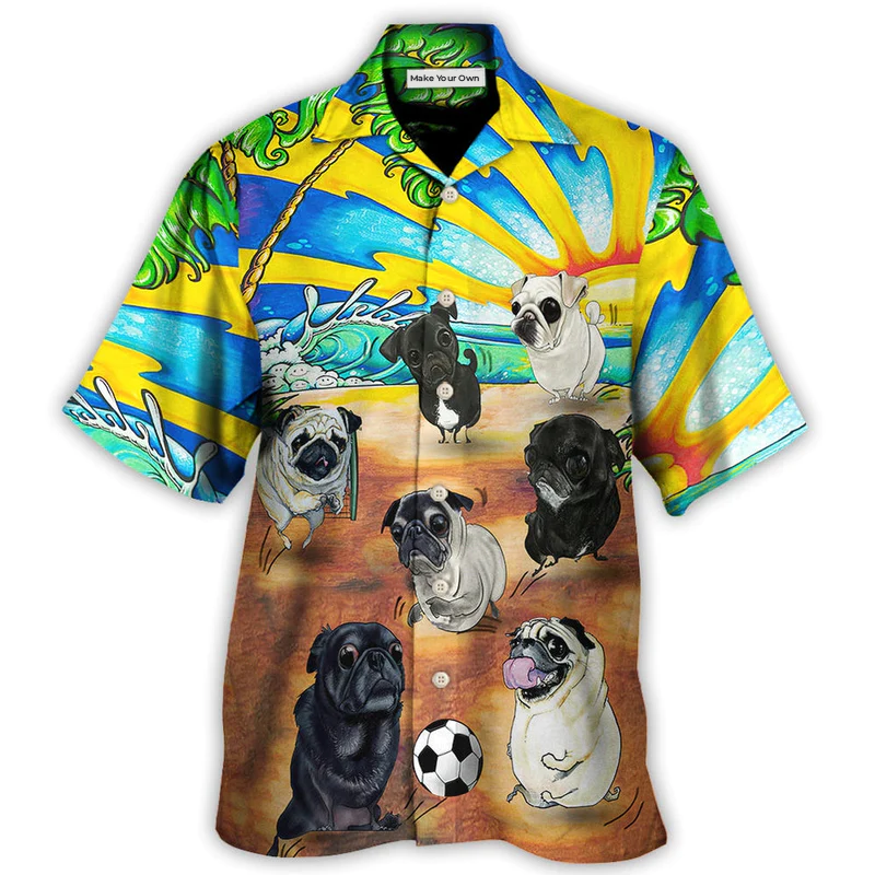 Soccer Beach Sports Pug Dog Beach - Hawaiian Shirt