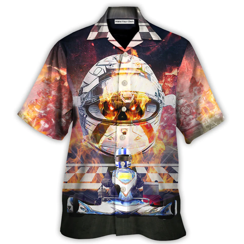 Kart Racing Skull  Fire Faster And Faster - Hawaiian Shirt