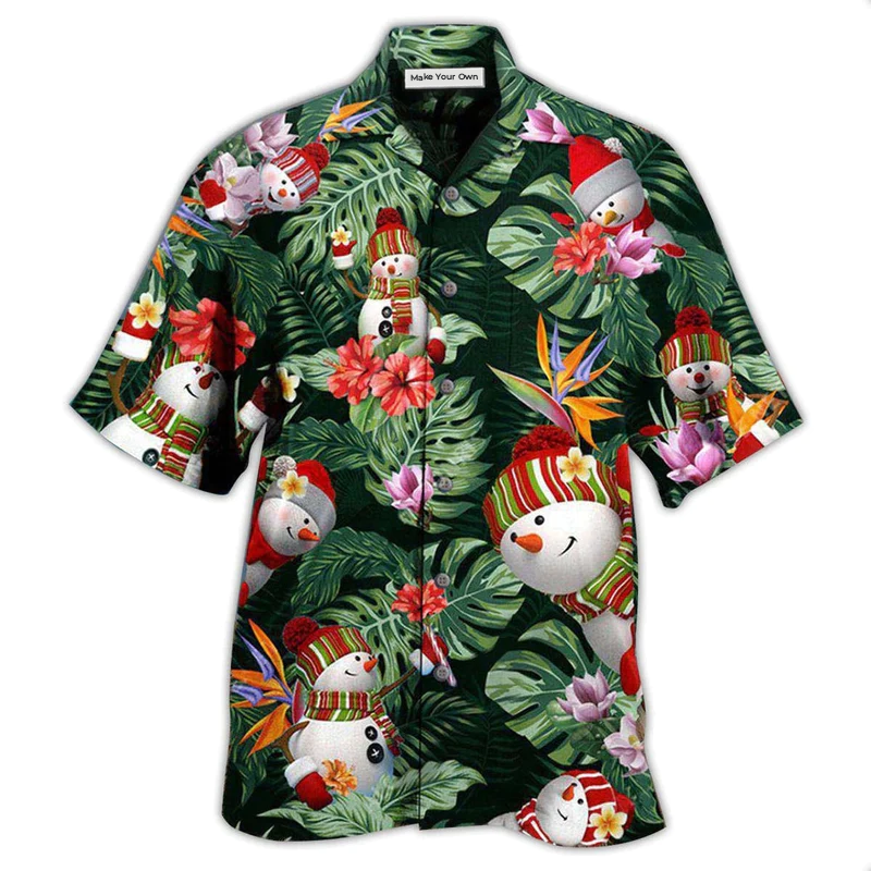 Snowman Stay Cool Tropical Leaf - Hawaiian Shirt