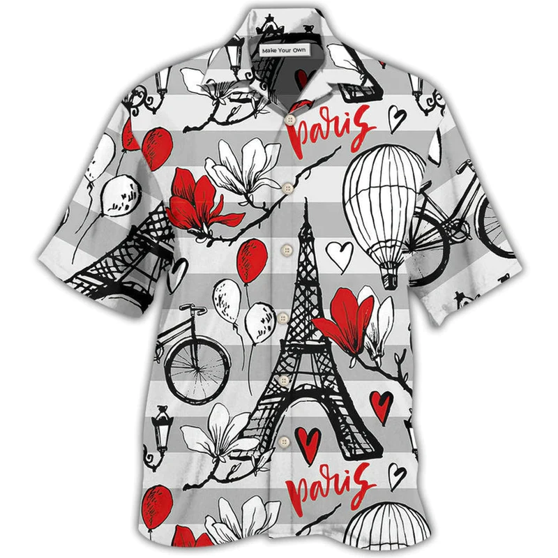 Paris Romantic Love Heart - Hawaiian Shirt