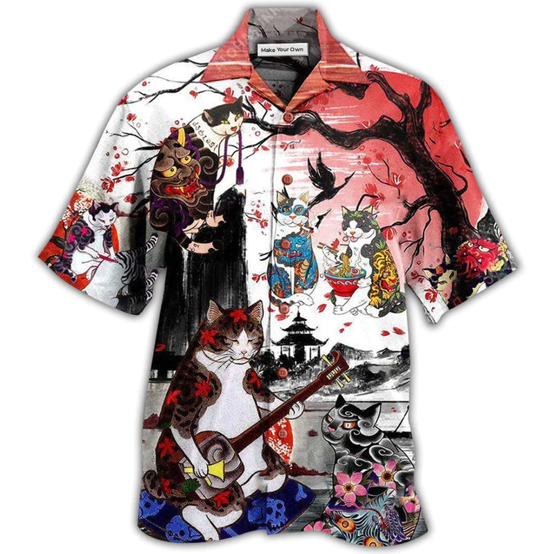 Cat Japanese Art Style - Hawaiian Shirt