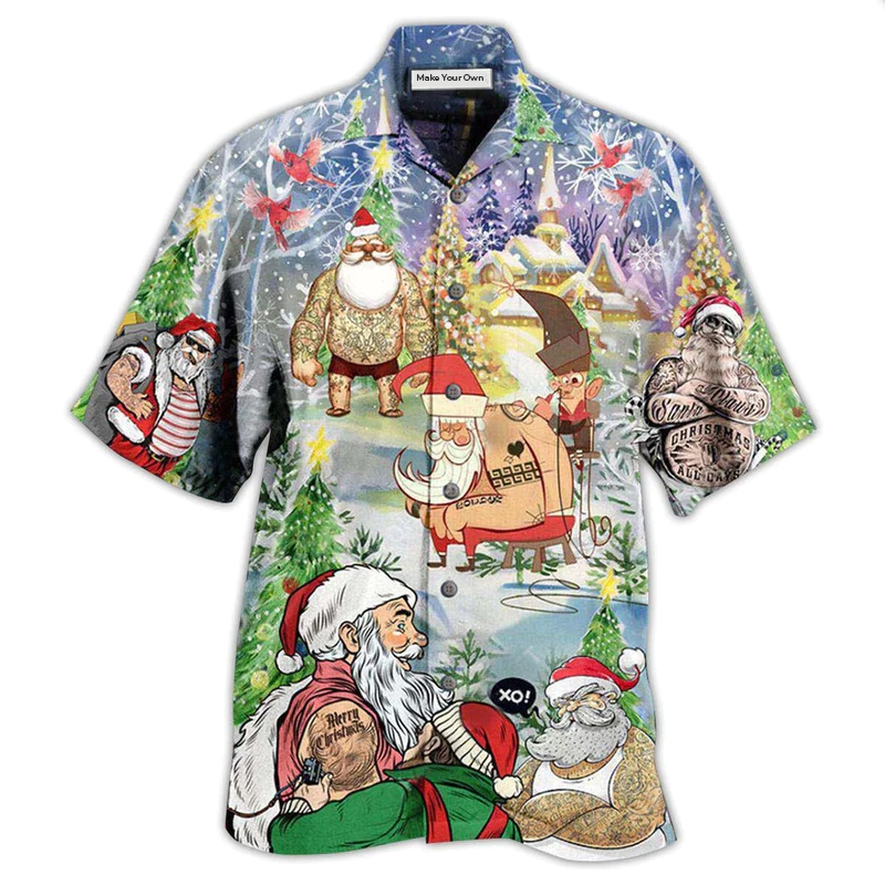 Tattoo Cool Santa Claus Christmas - Hawaiian Shirt