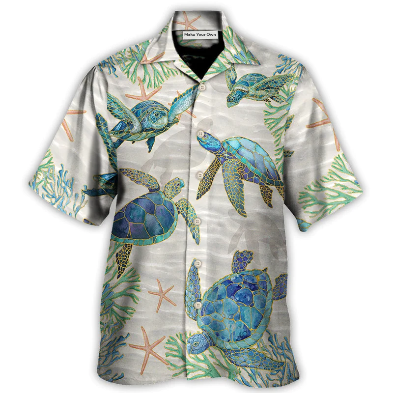 Turtle Peaceful Relaxing Calm Of The Beach And Ship With Sails - Hawaiian Shirt
