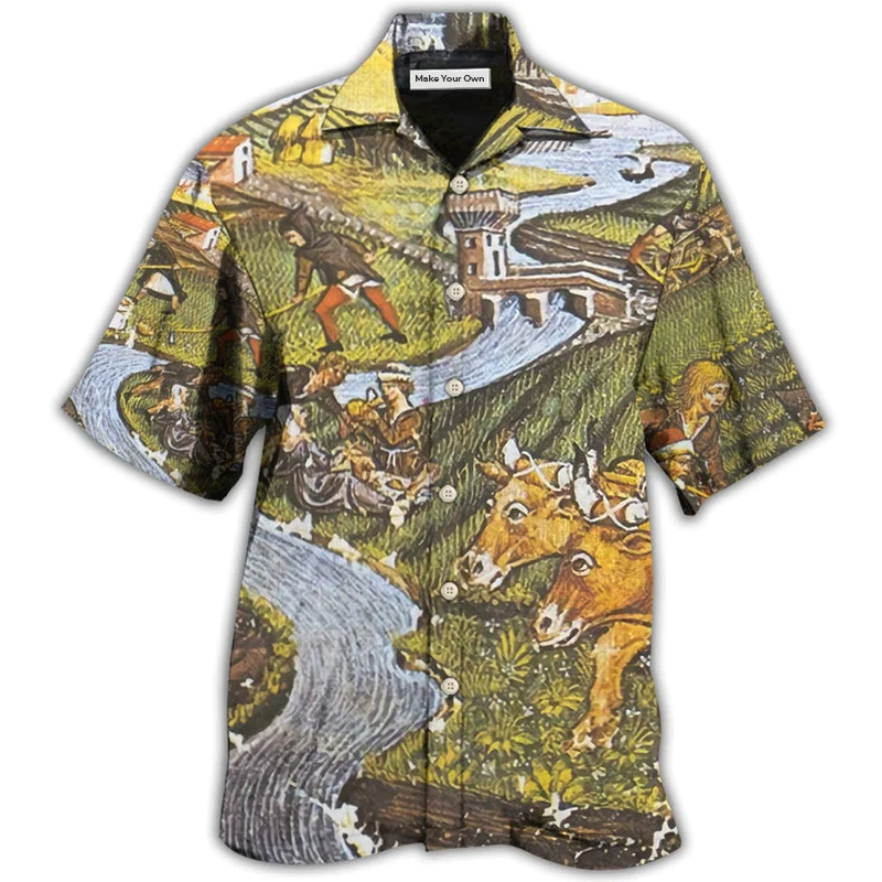 Farm Agriculture Cow Vintage - Hawaiian Shirt