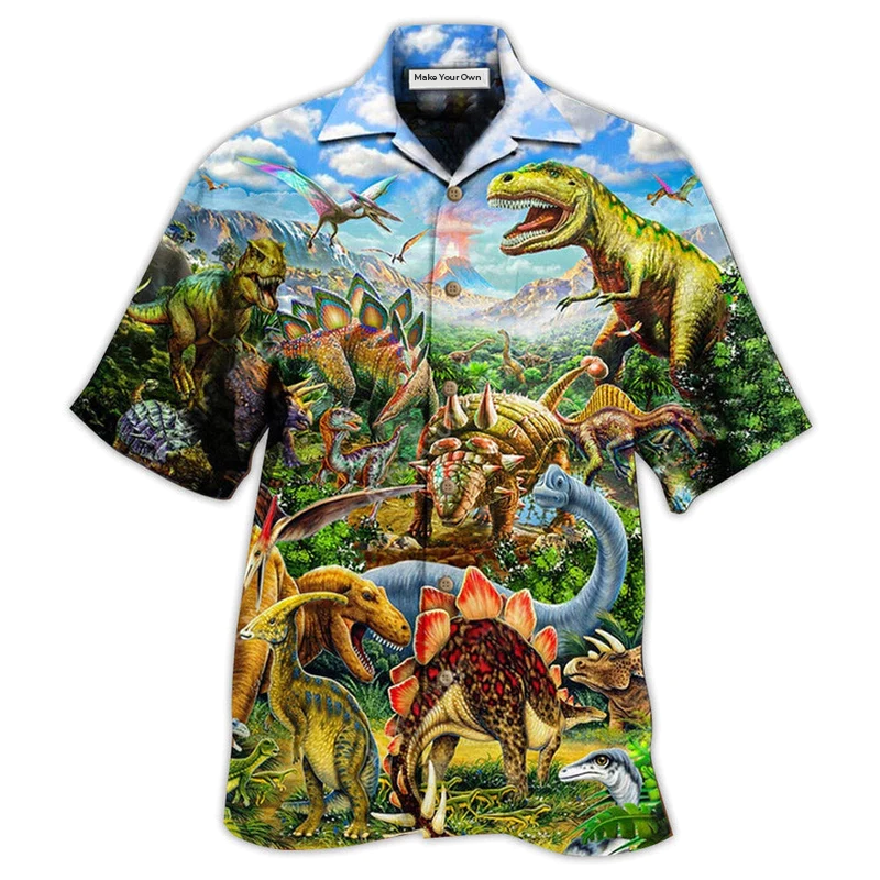 Dinosaur Rawrsome World Blue Sky - Hawaiian Shirt