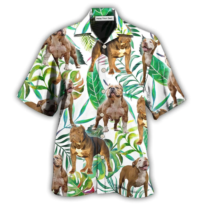 Pitbull And Tropical Leaf - Hawaiian Shirt