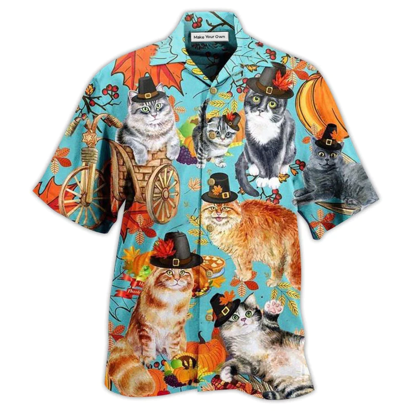 Cat Happy Thanksgiving - Hawaiian Shirt