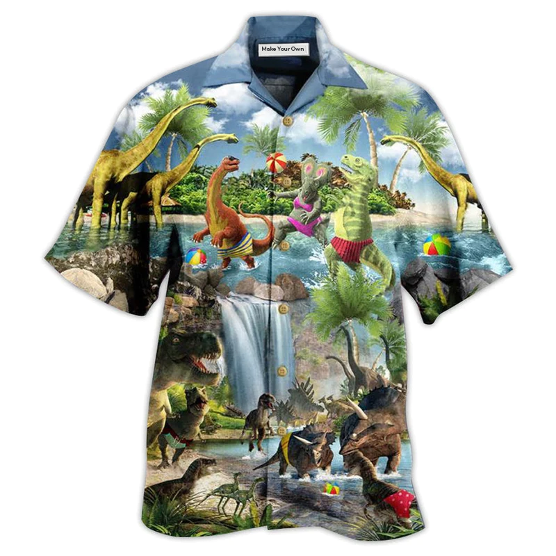 Dinosaur Love Swimming Love Beach Love Summer - Hawaiian Shirt