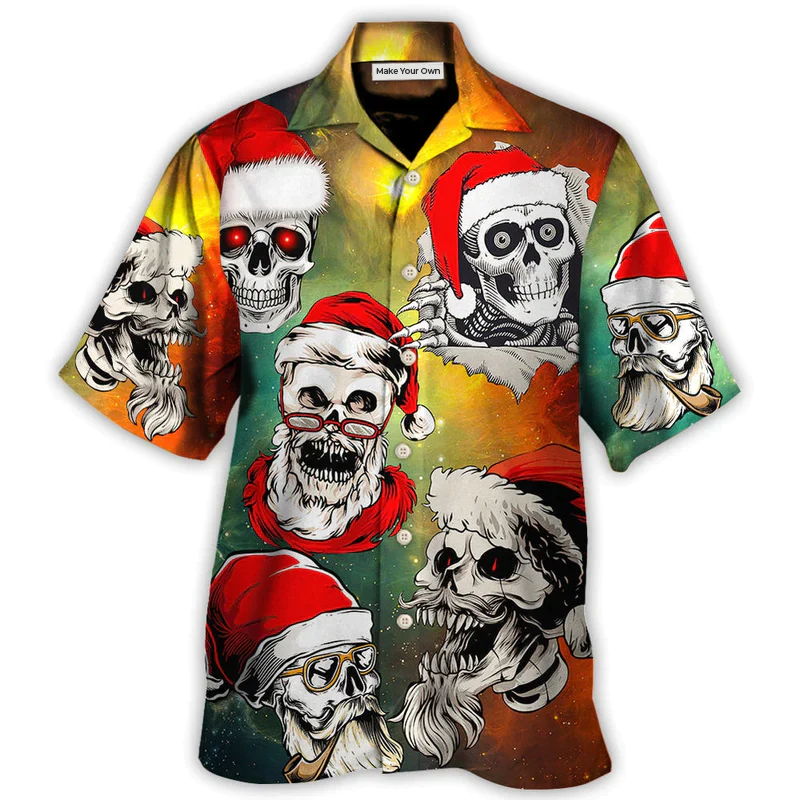 Christmas Bad Santa Skull Love Xmas Galaxy - Hawaiian Shirt