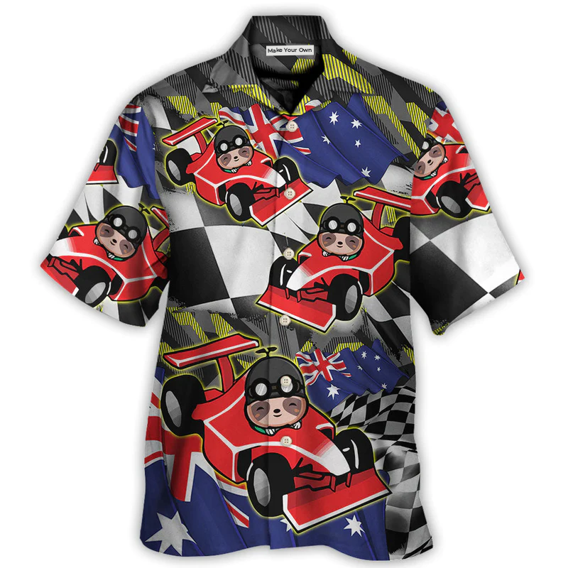 Sloth Racing Formula One Car Racing Australian Vibe - Hawaiian Shirt