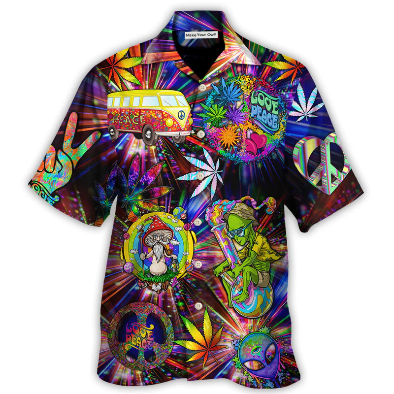 Hippie Alien Peace The Colorful Of Life Amazing Neon Style - Hawaiian Shirt