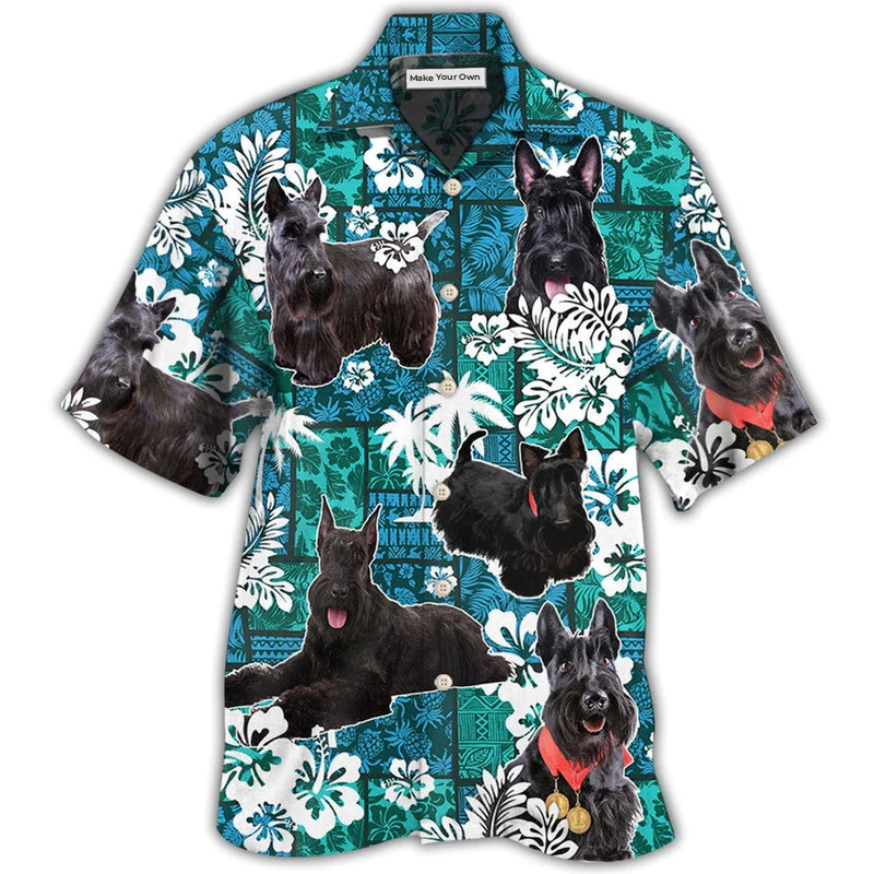 Scottish Terrier Dog Lovely Tribal Tropical Style - Hawaiian Shirt