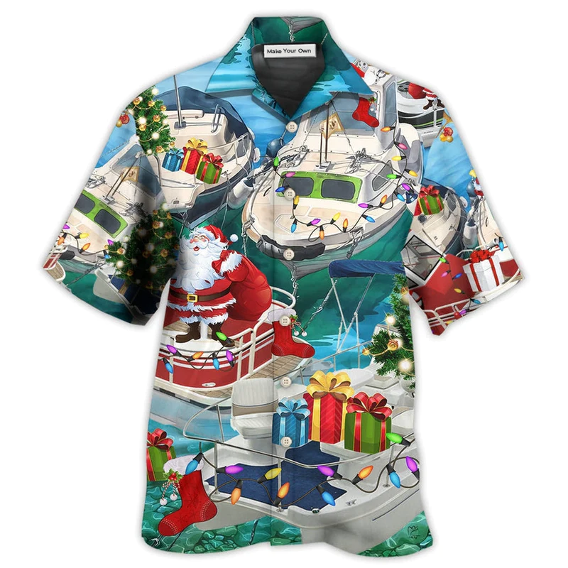 Pontoon Santa Claus's Pontoon Is Coming To Town - Hawaiian Shirt