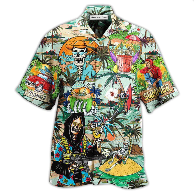 Skull Chill Out Summer Beach - Hawaiian Shirt