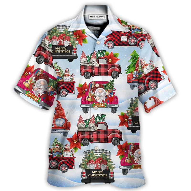 Gnome And Christmas Truck Merry Xmas - Hawaiian Shirt