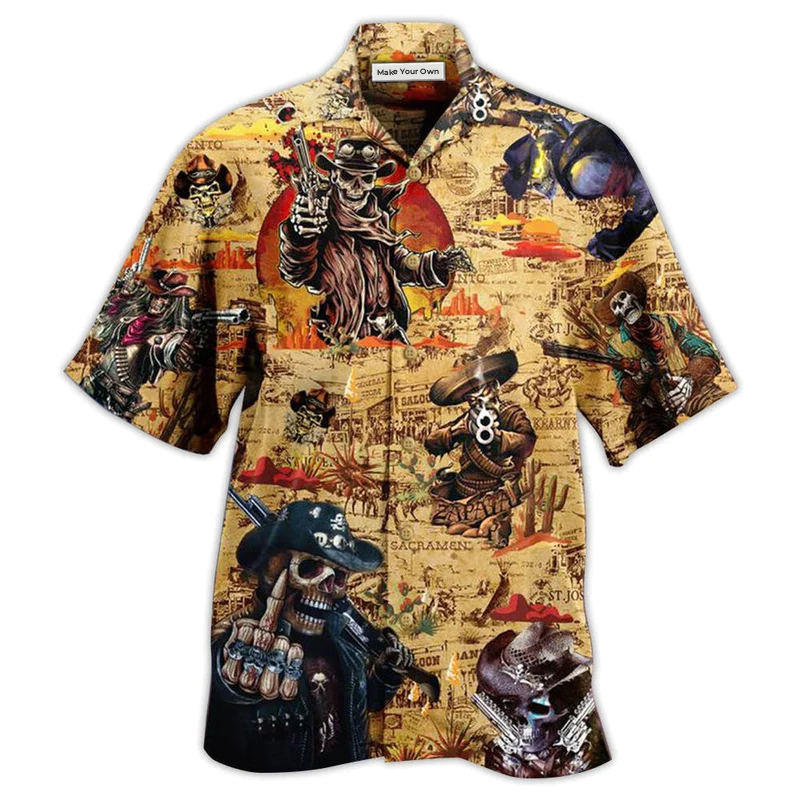 Cowboy Skull Pirates Love Life Vintage - Hawaiian Shirt