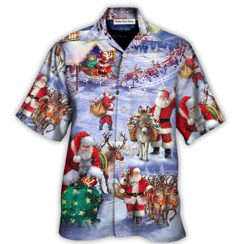 Christmas Santa Claus Story Night Gift For Xmas Painting Style - Hawaiian Shirt