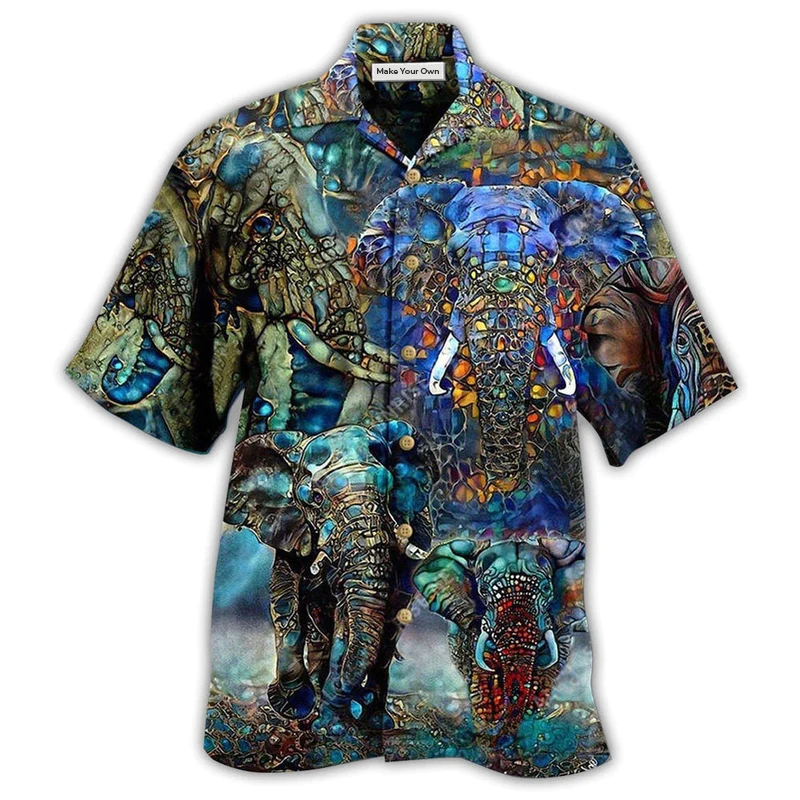 Elephant Love Forest Color - Hawaiian Shirt